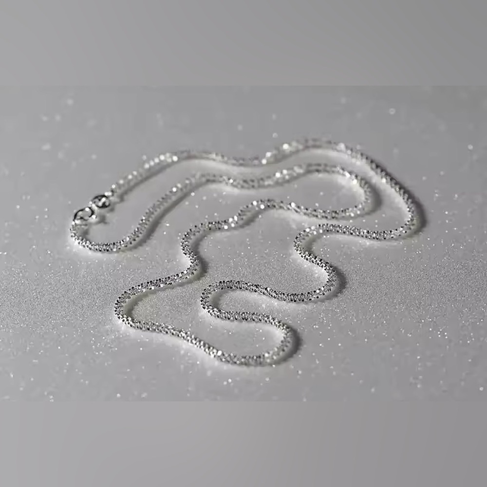 925 Sterling Silver Sparkling Rope Clavicle Margarita Chain Necklace 16” or 18”